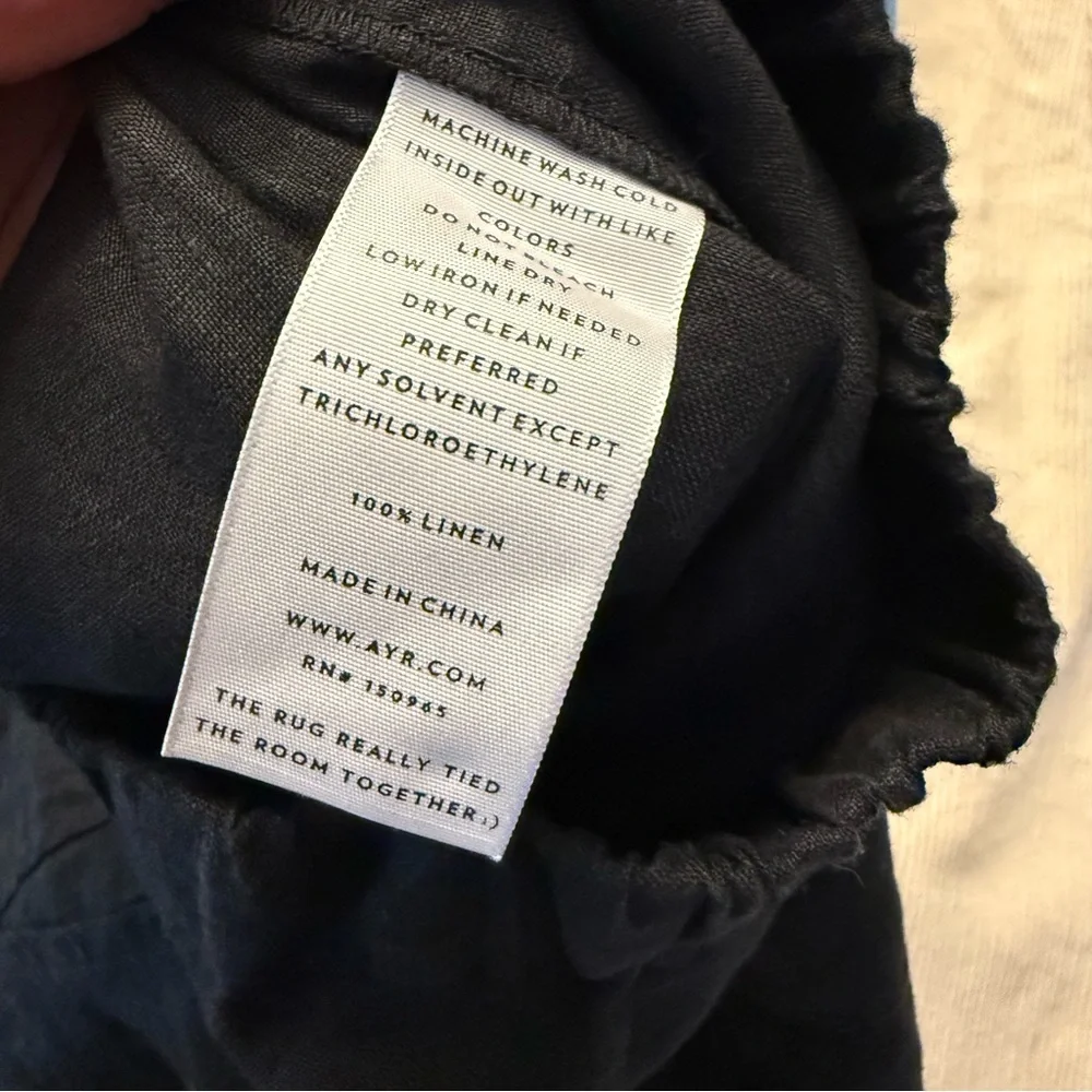 AYR • The Tourist Linen Pants Size XS Relaxed Straight Leg Black Casual